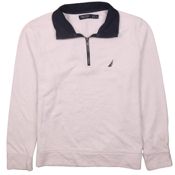 Vintage Nautica 90's Heavyweight Quarter Zip Sweatshirt Small White