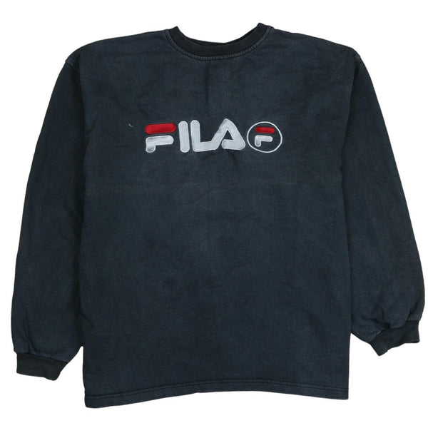 Fila 90's Black Spellout Sweatshirt XXL (2XL) Vintage Crew Neck Top