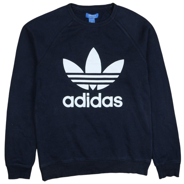Adidas Men's Small 90's Spellout Crew Neck Sweatshirt Vintage Navy