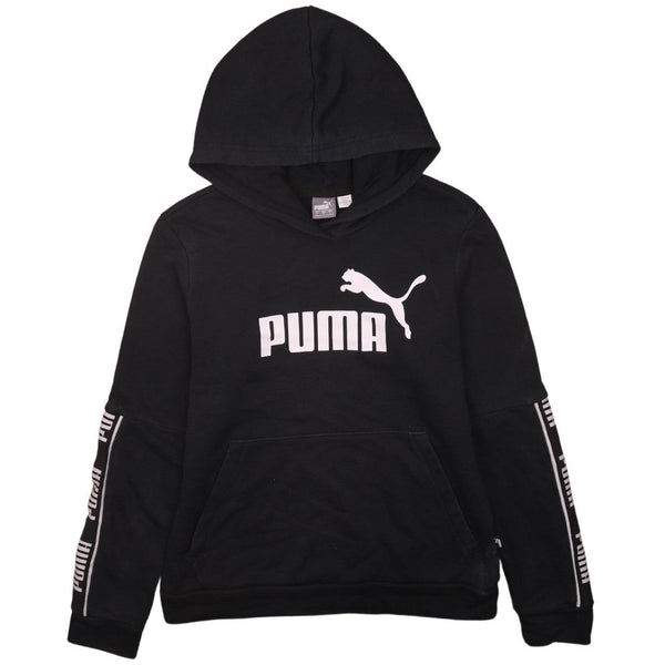 Puma 90's Vintage Spellout Black Pullover Hoodie Men's Small Rare