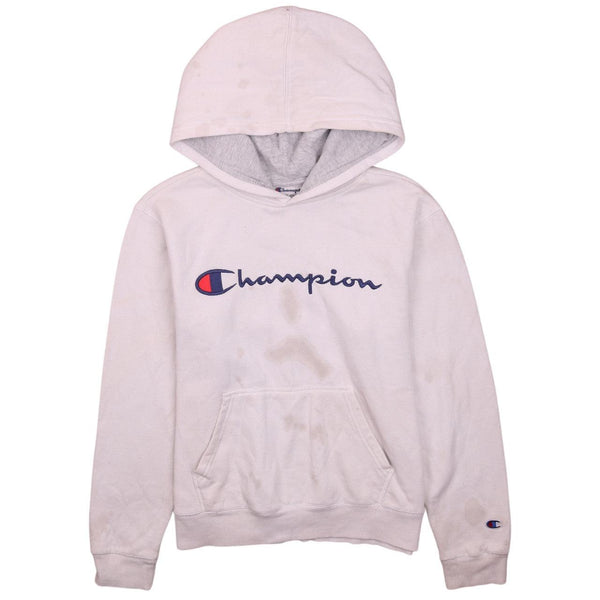 Champion Women’s Large 90's White Spellout Pullover Hoodie VTG