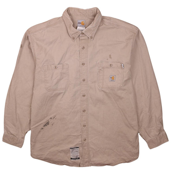 Authentic Carhartt 90's XXL Beige Cream Long Sleeve Shirt