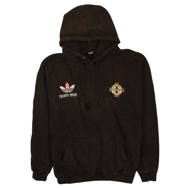 Adidas 90's Vintage XLarge Black Pullover Hoodie w/ Drawstring Pockets