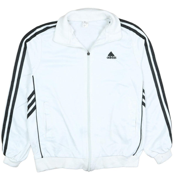 Adidas Men's Small 90s Vintage White Striped Sleeve Full Zip Sweatshirt