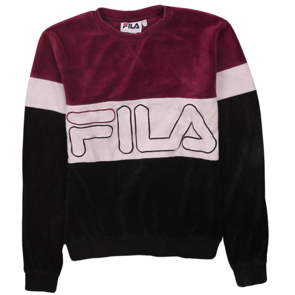 Fila Vintage 90's Spellout Crew Neck Sweatshirt XXS Black