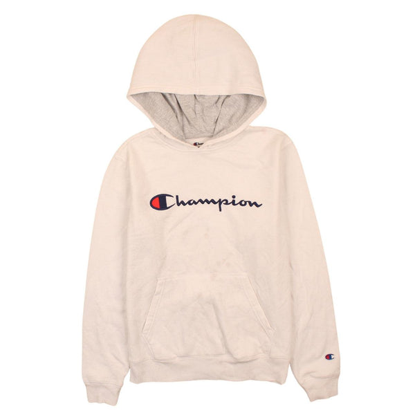 Vintage Champion 90's White Spellout Pullover Hoodie XL Sweatshirt