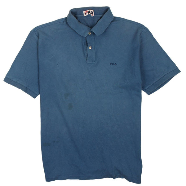 Fila 90's Vintage Short Sleeve Polo Shirt Medium Blue Mens Casual