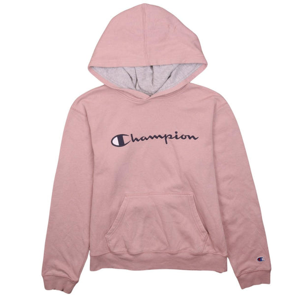 Champion Women's 90's Vintage Spellout Pink XLarge Pullover Hoodie