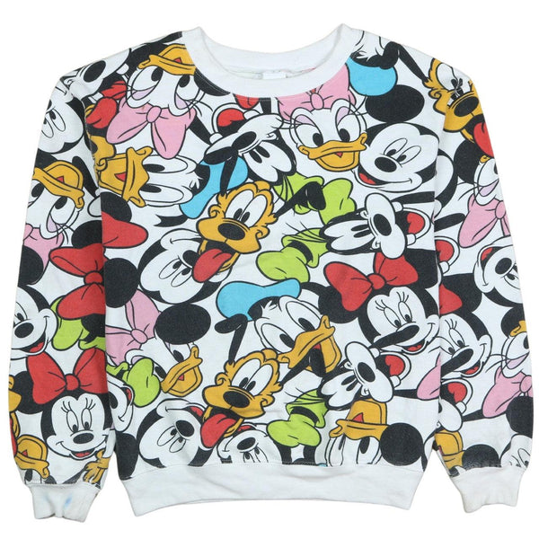 Disney 90s Vintage Mickey Mouse Crew Neck Sweatshirt XS White