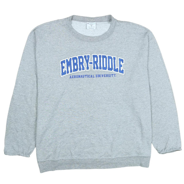 Champion 90's Embry- Riddle Aeronautical University Crew Neck Sweatshirt XXLarge (2XL) Grey