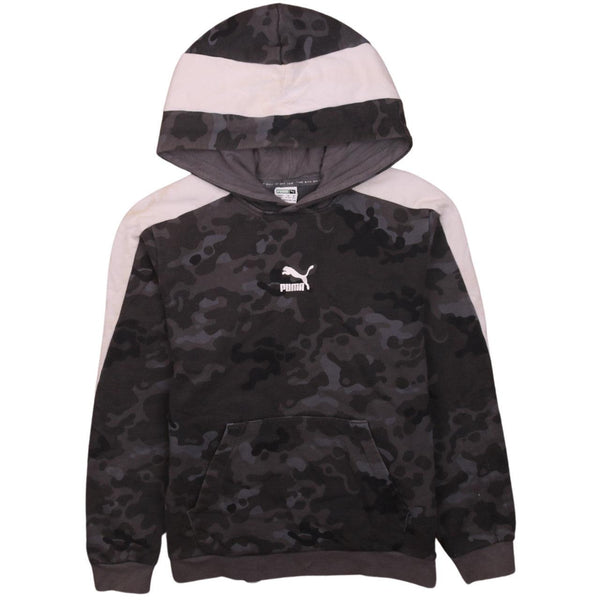 Puma Vintage 90's Black Camo Hooded Pullover Hoodie, Women's Large