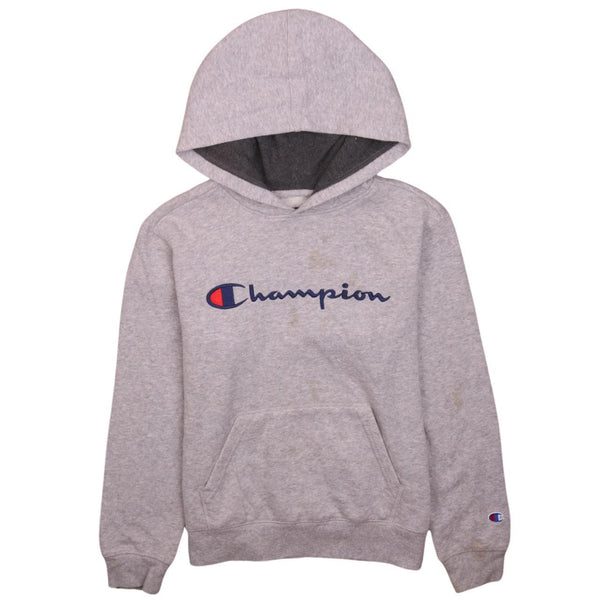 Champion 90's Grey Spellout Hoodie Women Large Vintage Pullover