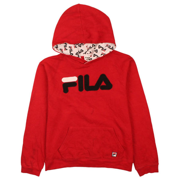 Fila 90's Red Spellout Pullover Hoodie Women 2XL Vintage Style