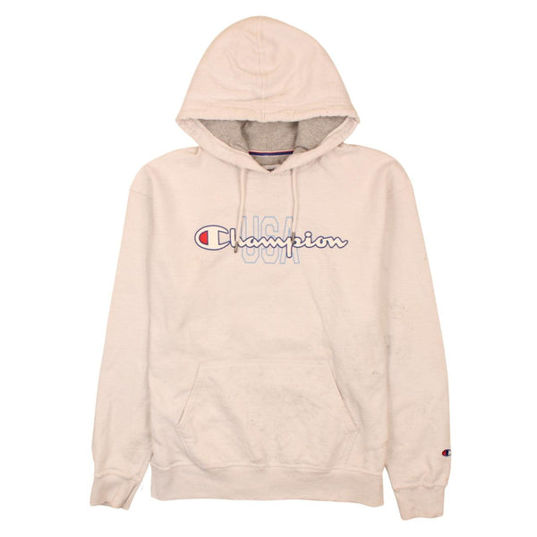 Champion Vintage 90's White Spellout Pullover Hoodie Men's Large Size