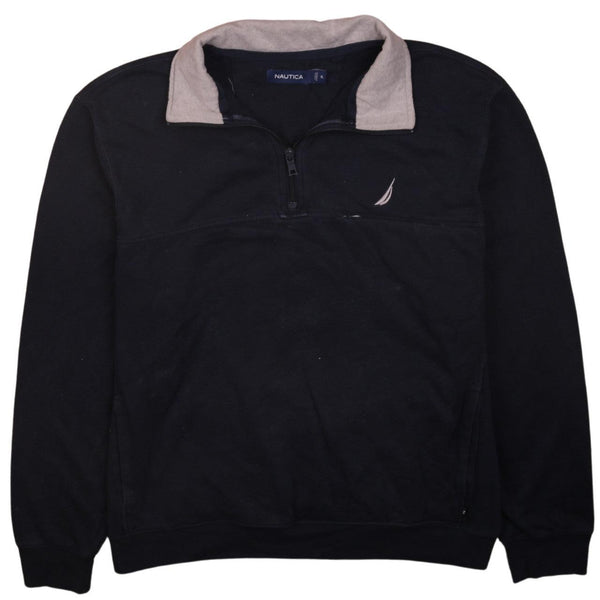 Nautica 90's Heavyweight Quater Zip Sweatshirt XLarge Navy Blue
