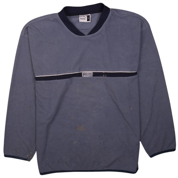 Puma 90s Vintage Blue Hiking Fleece Jumper Large Crew Neck Warm