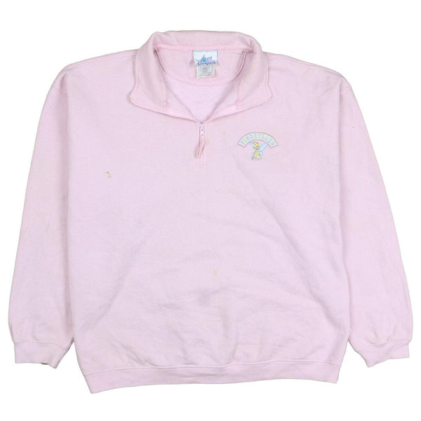 Vintage Disney 90s Pink Quarter Zip Disneyland Sweatshirt Men Large