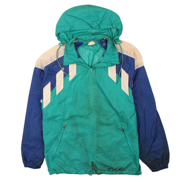 Adidas 90's Green Hooded Windbreaker Jacket, Men's M, Zip Up Vintage Style