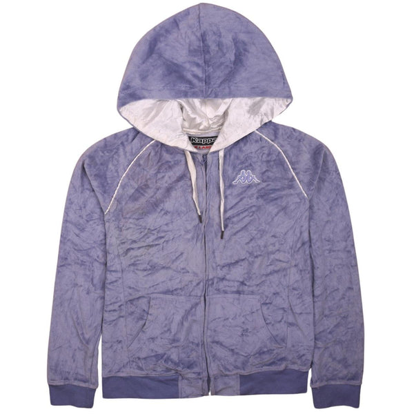 Kappa 90's Drawstring Pockets Full Zip Up Hoodie XLarge Purple