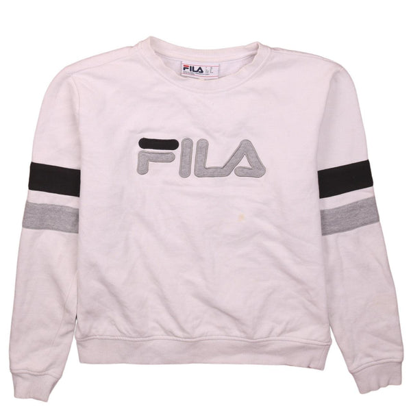 Fila 90s Vintage White Spellout Crew Neck Sweatshirt Men's M