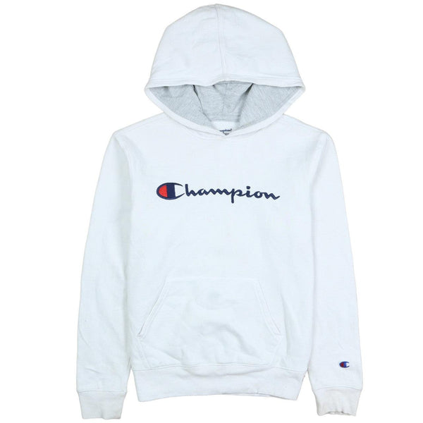 Champion Women's Vintage 90's White Spellout Pullover Hoodie L Causal