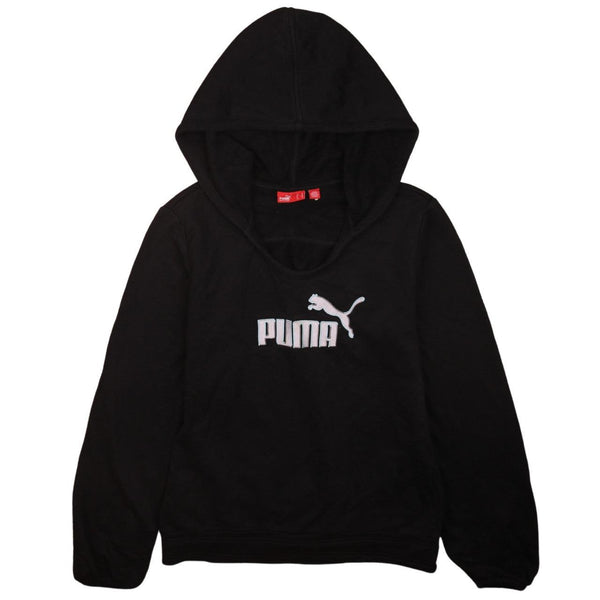 Puma Vintage 90's Spellout Pullover Hoodie Medium Black Retro Style