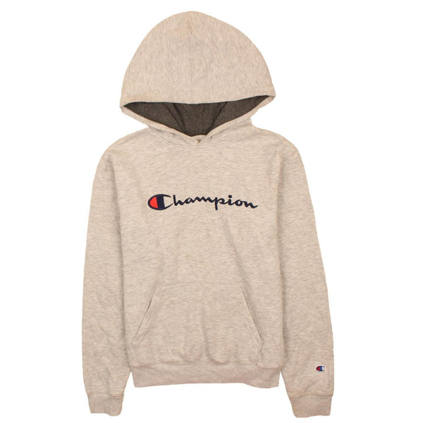 Champion 90s Grey Spellout Pullover Hoodie XL Women's Vintage