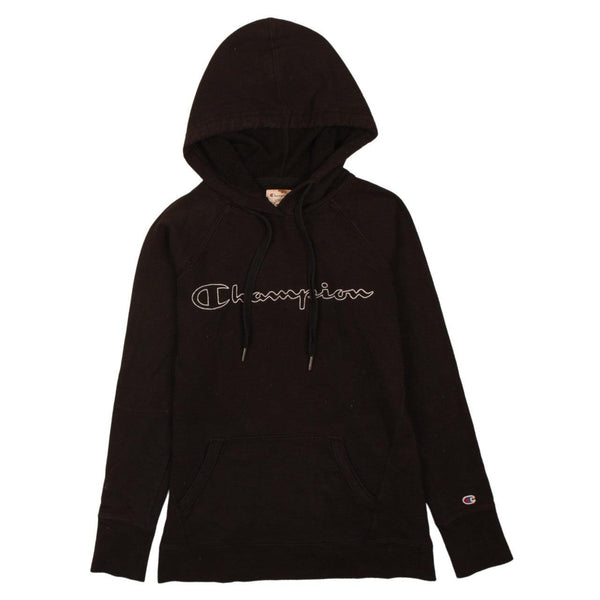 Vintage Champion 90s Spellout Black Pullover Hoodie Men's XS