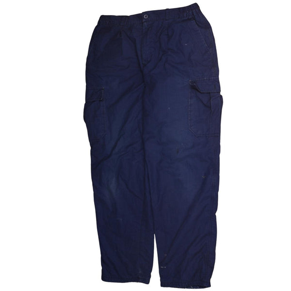 Vintage 90's Baggy Navy Blue Trousers, Medium, Men's Straight Leg Pants