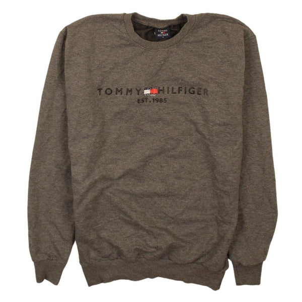 Tommy Hilfiger Vintage 90's Grey Spellout Crew Neck Sweatshirt Large