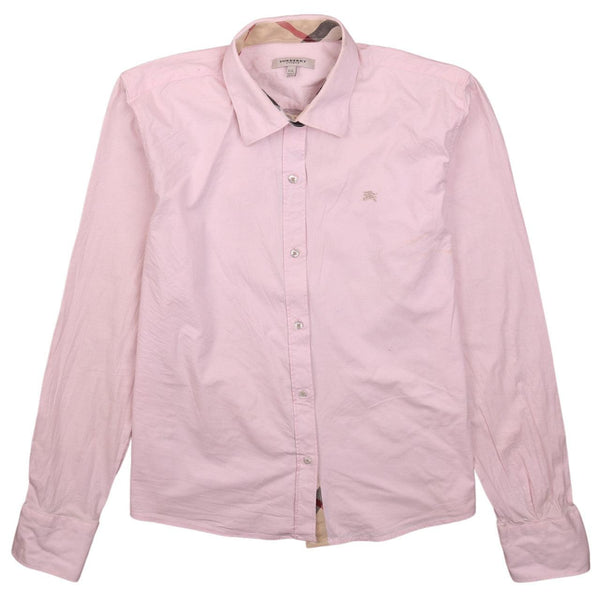 Burberry Vintage 90s Women's Pink Long Sleeve XXL Button Up Shirt