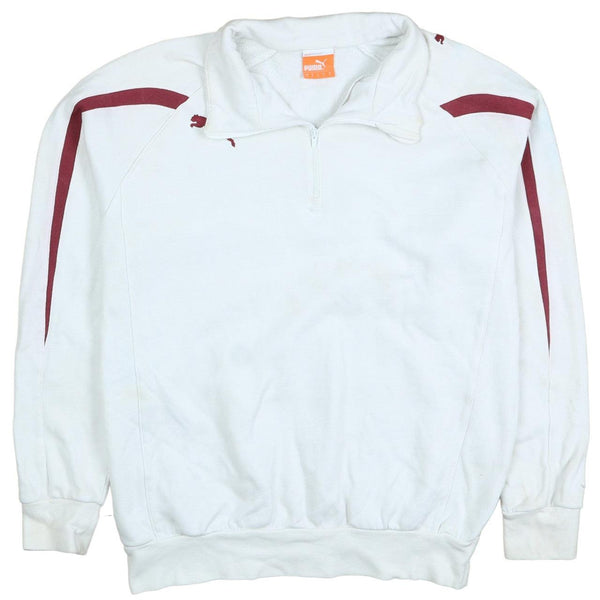 Puma 90s Vintage Men's Small White Full Zip Up Sweatshirt