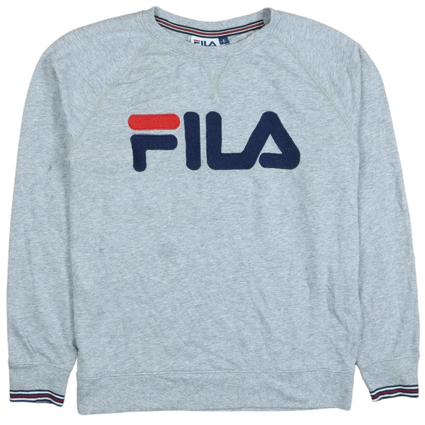 Fila Vintage 90's Grey Spellout Crew Neck Sweatshirt Men's Small