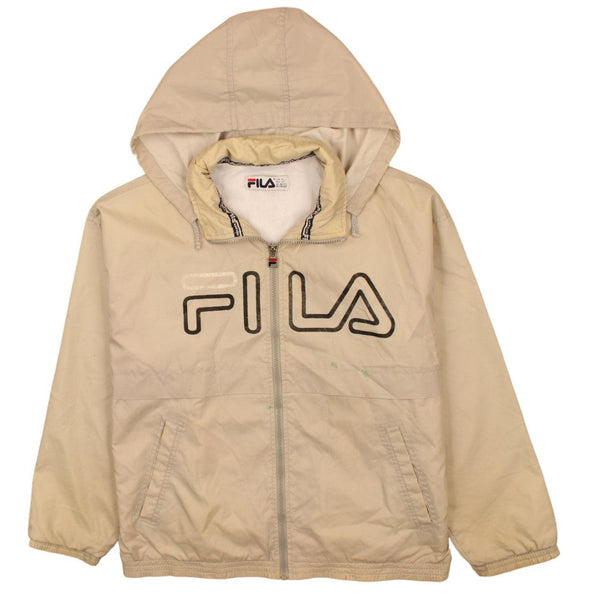 Fila 90's Beige Cream XLarge Spellout Full Zip Windbreaker
