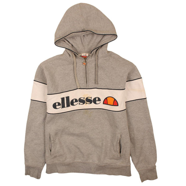 Ellesse 90's Vintage Grey Spellout Pullover Hoodie XLarge
