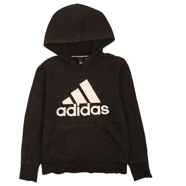 Adidas Vintage 90's Spellout Pullover Hoodie Small, Black Hooded Sweatshirt