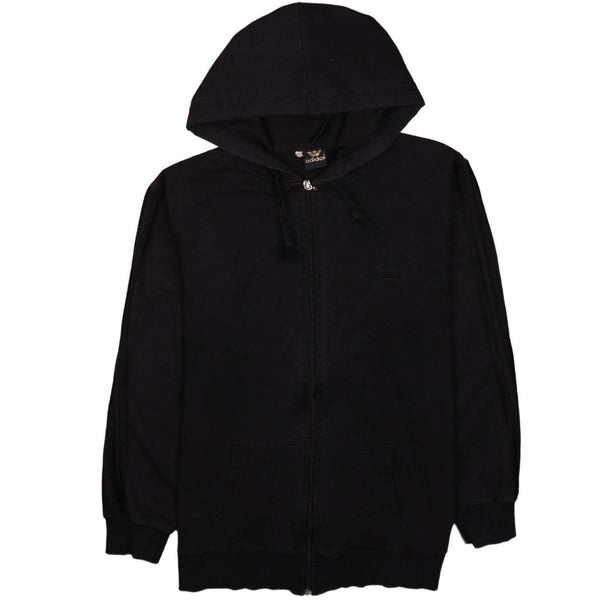 Adidas Black 90's Full Zip Hoodie 3XL Vintage Drawstring Pockets