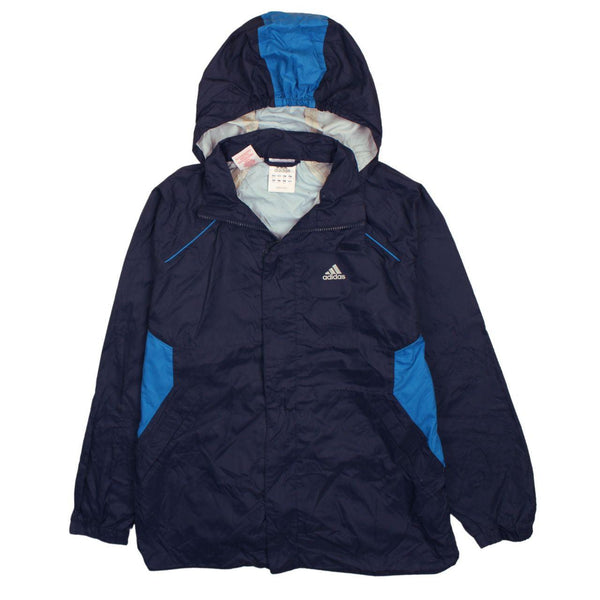 Adidas 90's Vintage Navy Blue Hooded Windbreaker Women's Sz Large