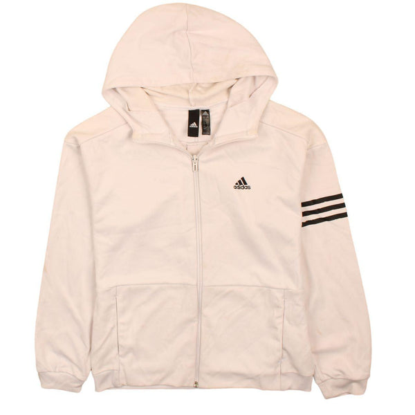 Adidas 90s Vintage White Sportswear Hoodie Women's Large Zip-Up