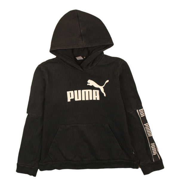 Puma 90's Spellout Pullover Hoodie Women's Large Vintage Black
