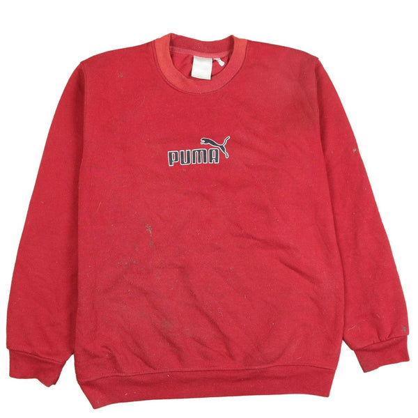 Puma 90's Vintage Red Spellout Crew Neck Sweatshirt Mens XL