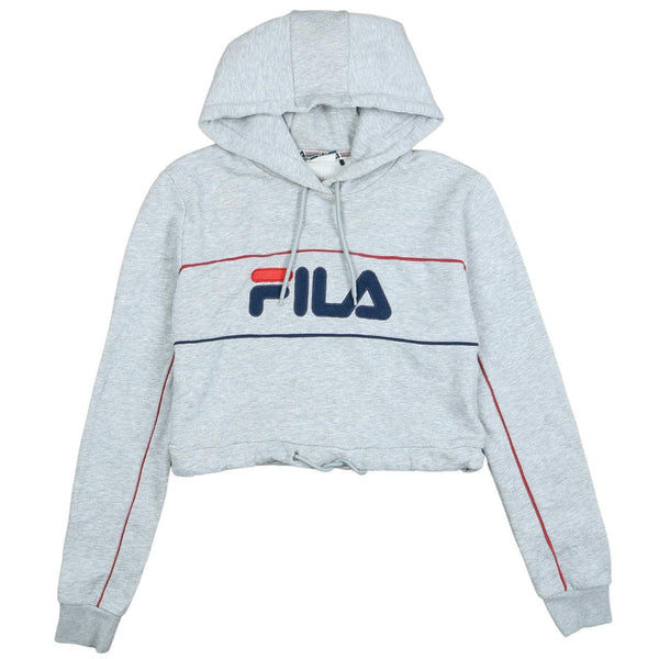 Fila 90's Grey Spellout Pullover Hoodie Women's Large Vintage