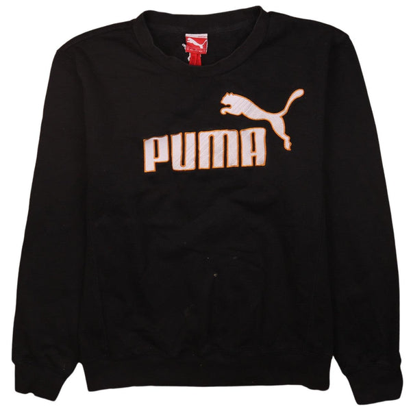 Puma 90's Black Crew Neck Sweatshirt Medium with Spellout Design