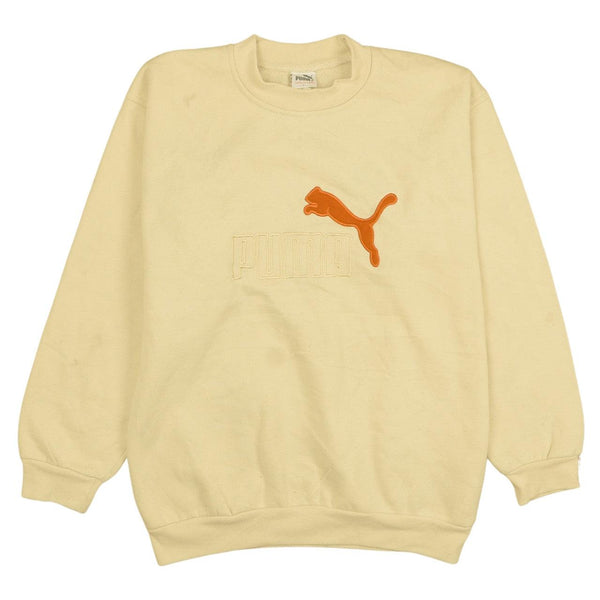 Puma 90s Vintage Women's Crewneck Spellout Sweatshirt Large Beige