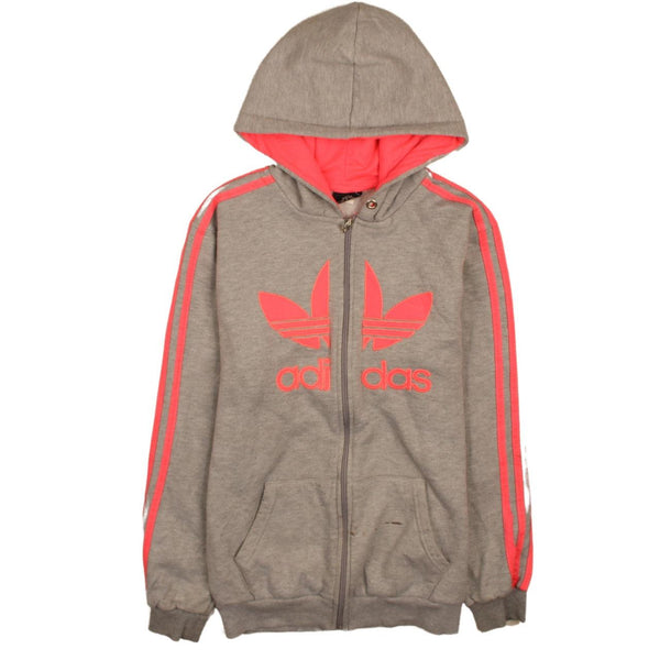 Adidas 90's Grey Spellout Hoodie Zip Up Women's XXLarge 2XL