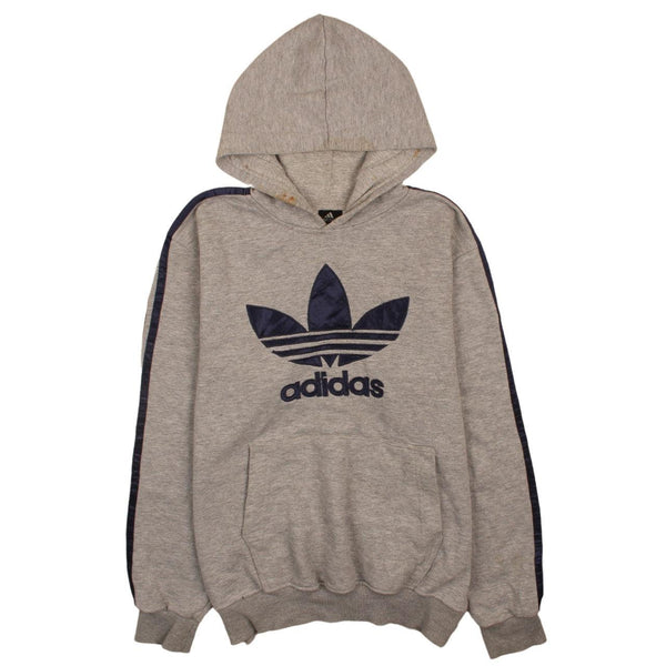 Adidas Women's 90s Grey Spellout Pullover Hoodie, Vintage XLarge