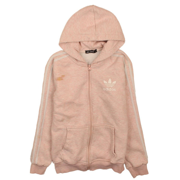 Adidas 90's Vintage Pink Stripe Sleeve Full Zip Hoodie Women's L