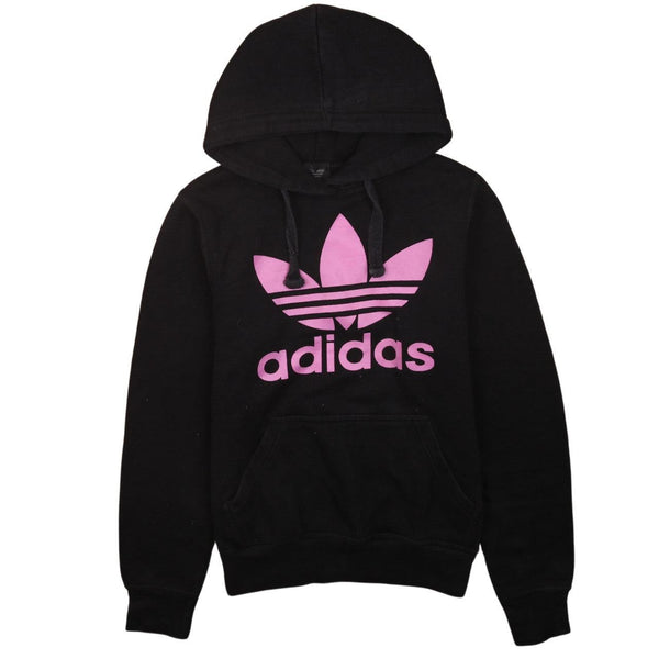 Adidas 1990s Spellout Black Pullover Hoodie Men's Small Vintage