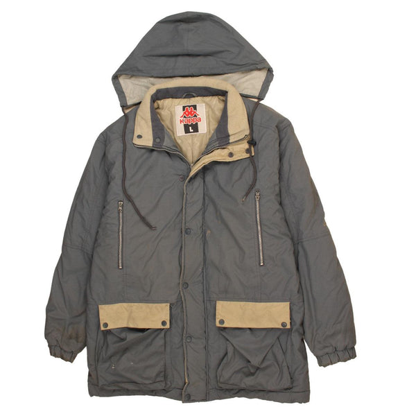 Men's Large Kappa 90s Blue Hooded Windbreaker Jacket w/ Full Zip