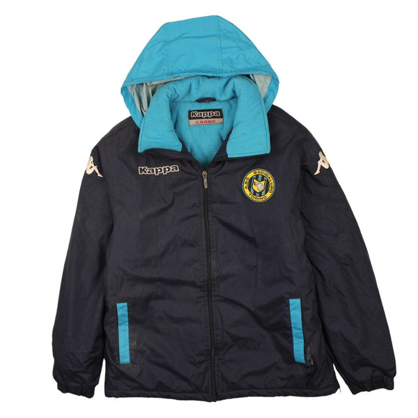 Kappa 90's Navy Blue Vintage Hooded Windbreaker, Women's Large